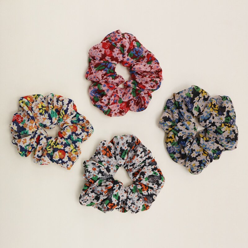 

4pcs Floral Pattern Scrunchie, Multicolor