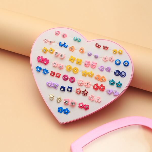 

36pairs Floral Stud Earrings, Multicolor
