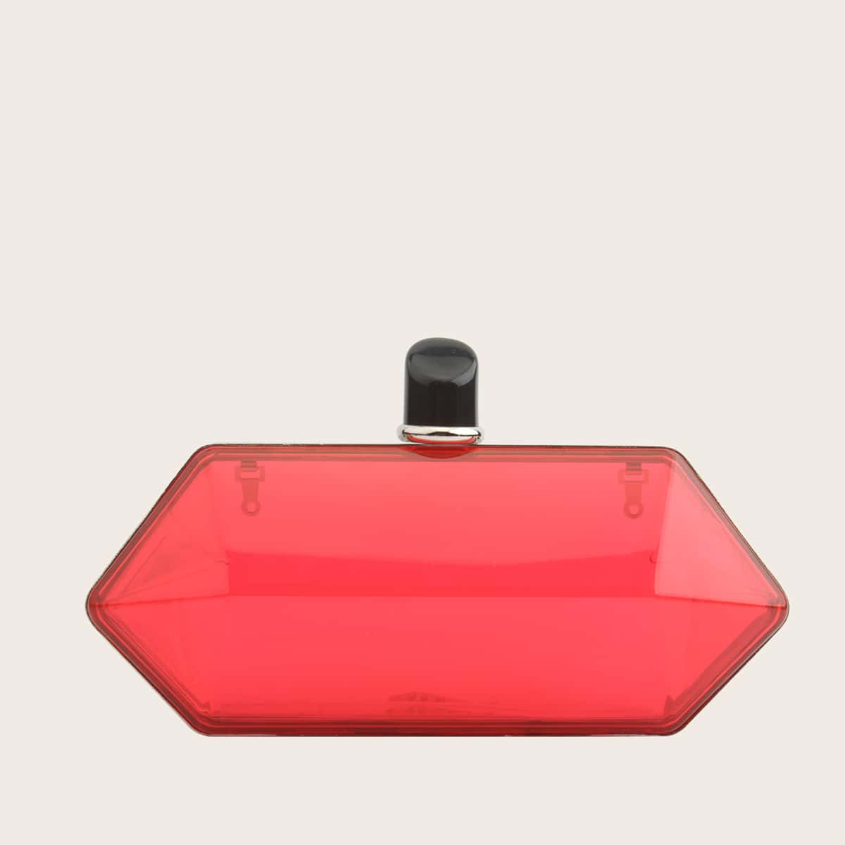 

Clear Chain Clutch Bag, Red