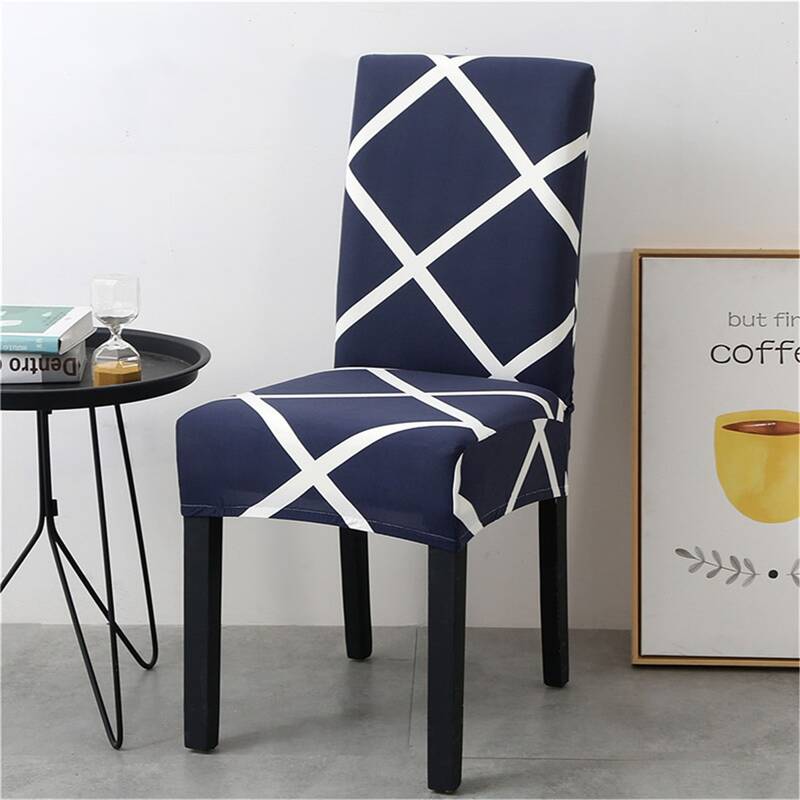 

1pc Geometric Print Stretchy Chair Cover, Navy blue