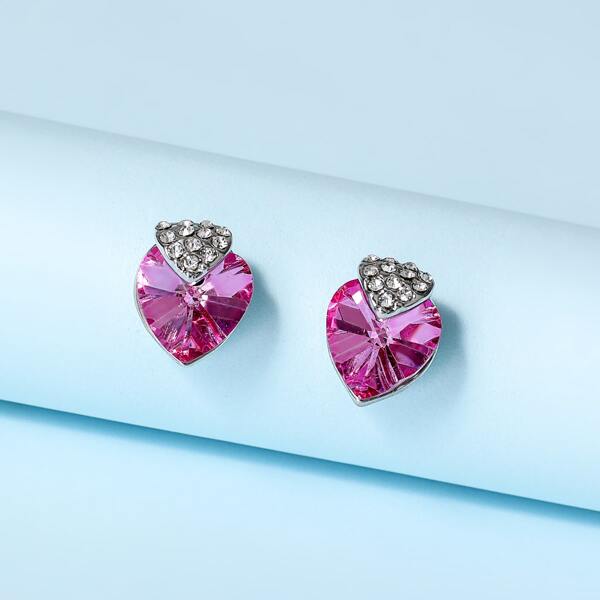 

Heart Shaped Stud Earrings, Hot pink