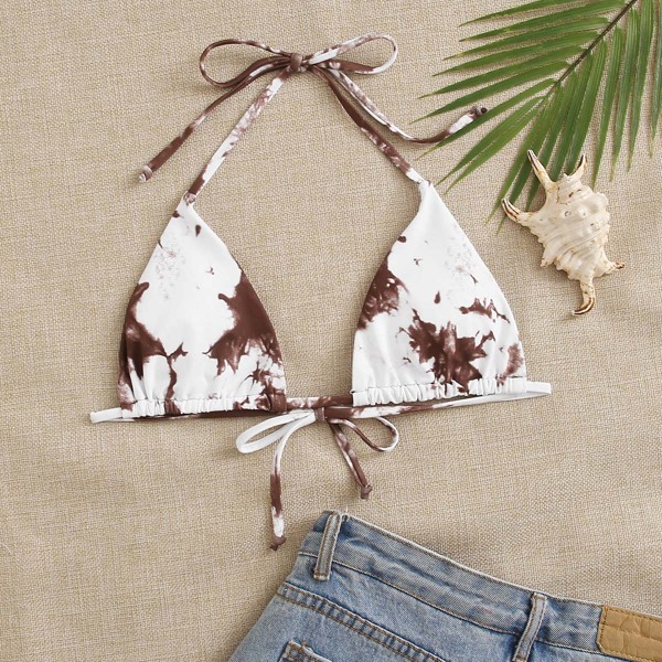 

Tie Dye Halter Triangle Bikini Top, Multicolor