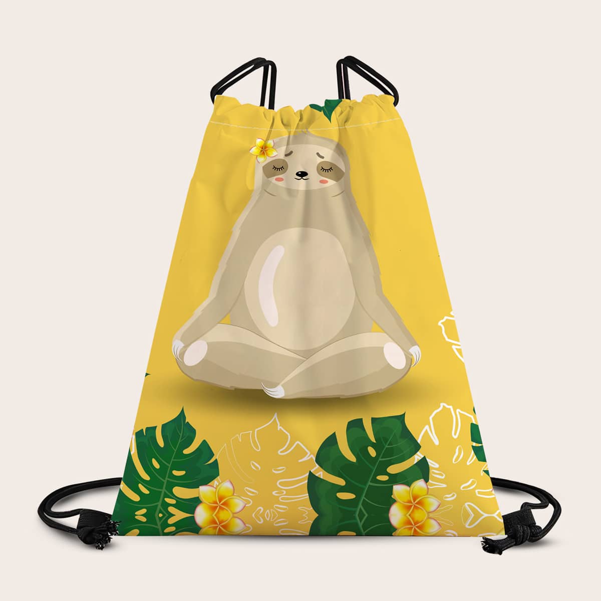 

Cartoon Graphic Drawstring Backpack, Yellow