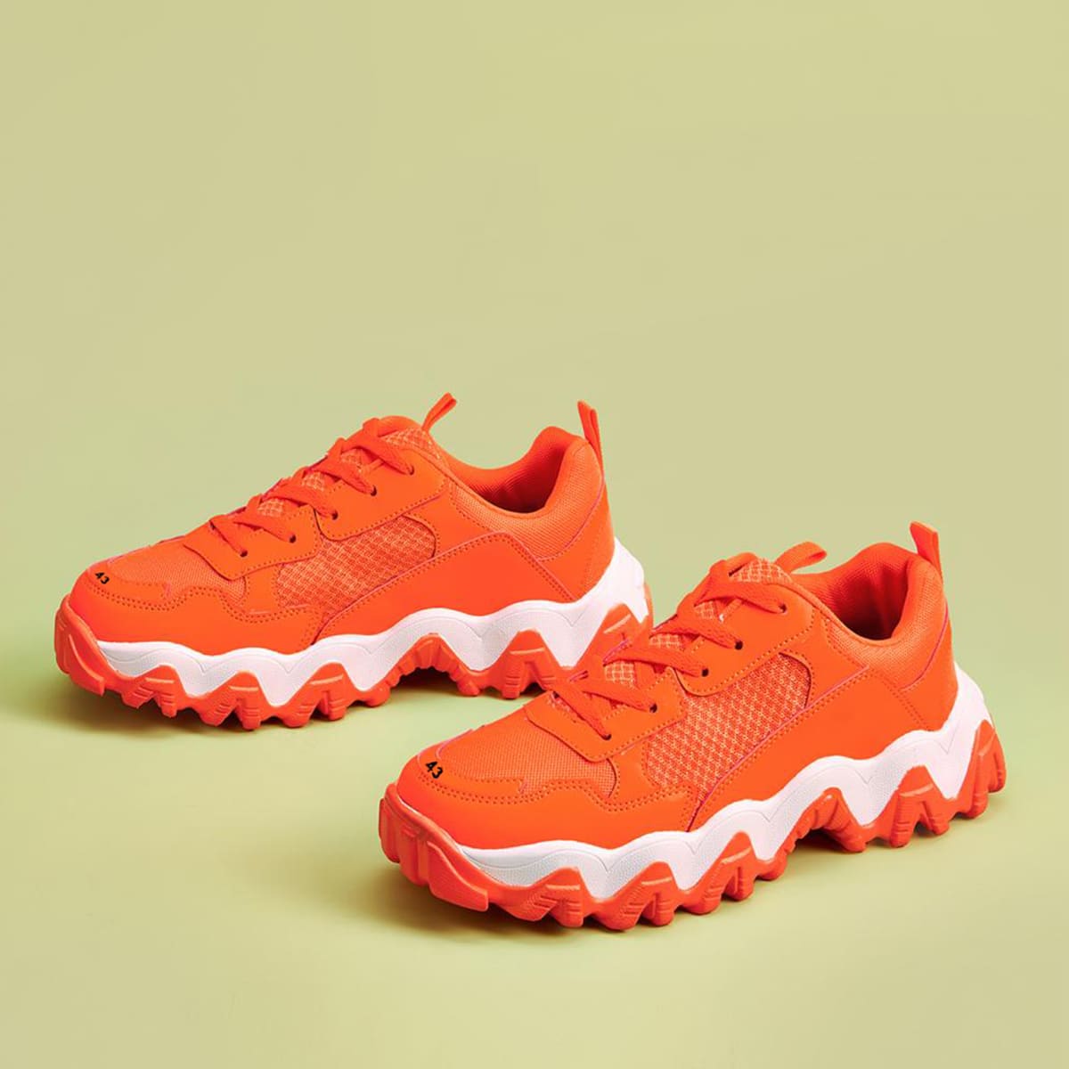 Guys Lace-up Front Chunky Sneakers, Orange