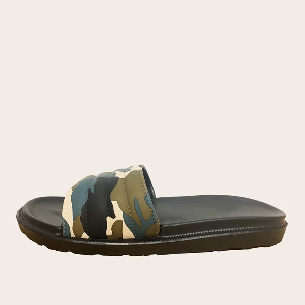 

Men Camouflage Print Sliders, Black