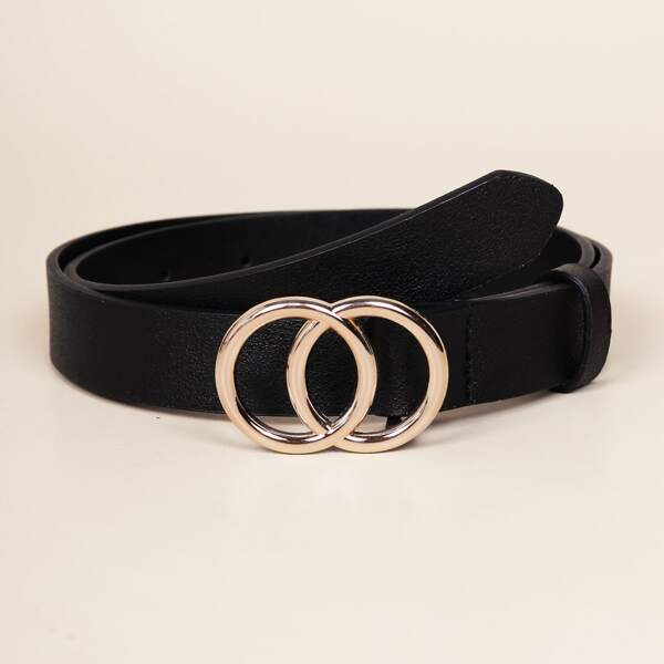 

Girls Double O-ring Buckle Belt, Black