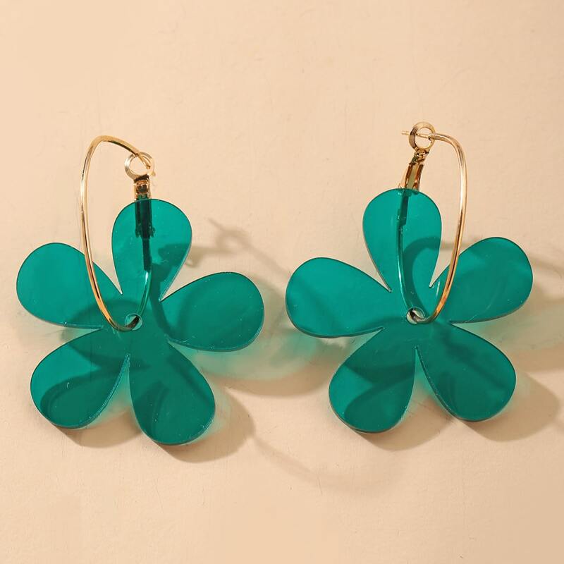 

Flower Shaped Drop Earrings, Multicolor