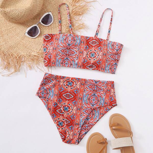 

Tribal High Waisted Bikini Swimsuit, Multicolor