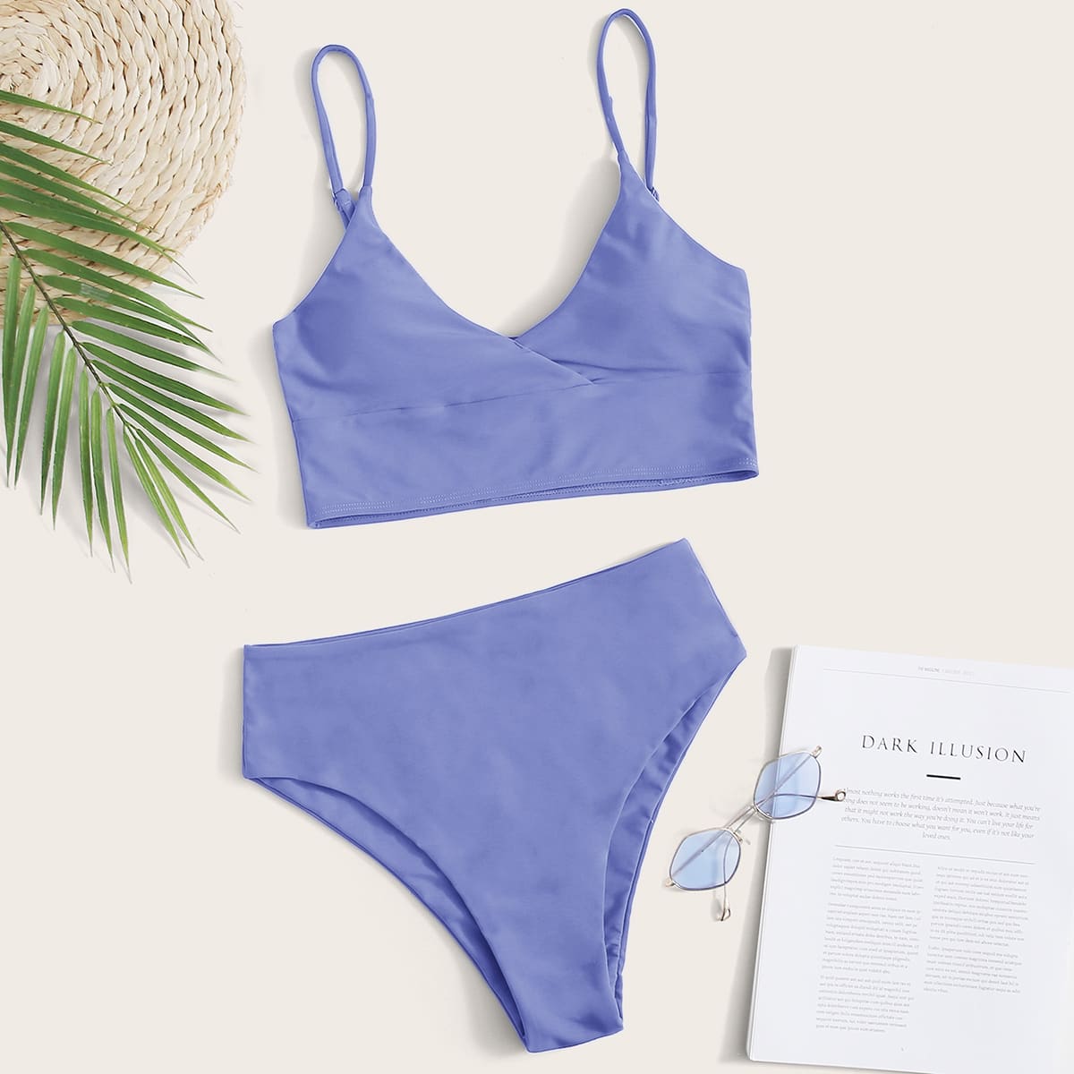 

Adjustable Strap High Waisted Bikini Swimsuit, Purple