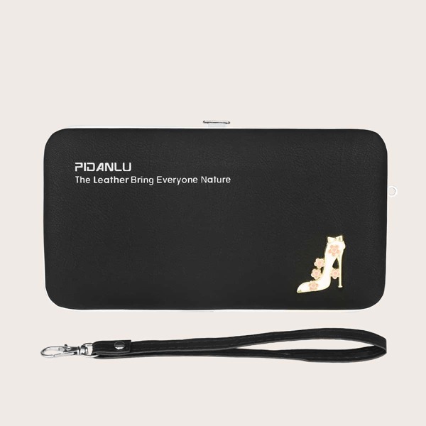 

Letter Graphic Clutch Bag With Wristlet, Black