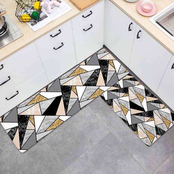 

1pc Geometric Print Carpet, Multicolor