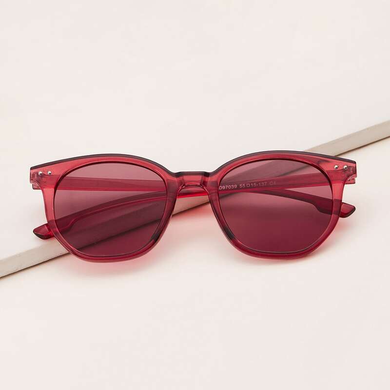 

Round Acrylic Frame Sunglasses, Burgundy