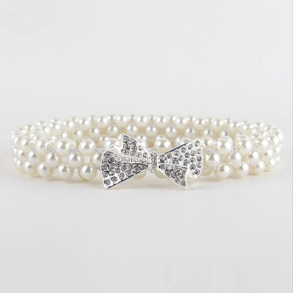 

Girls Faux Pearl Beaded Belt, White