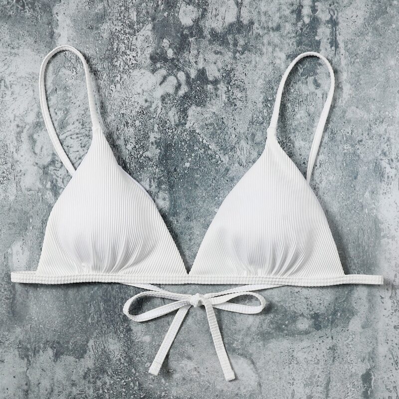 

Rib Triangle Bikini Top, White