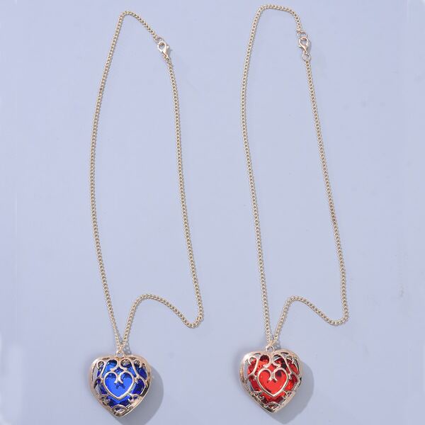 

2pcs Girls Heart Charm Necklace, Gold