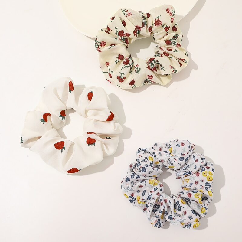 

3pcs Ditsy Pattern Scrunchie, Multicolor