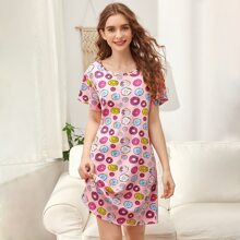 Image of All Over Donuts Print Night Dress