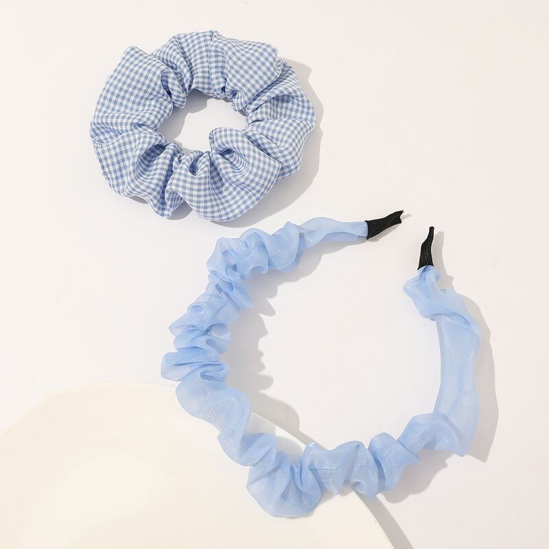 

2pcs Gingham Pattern Hair Accessory Set, Blue