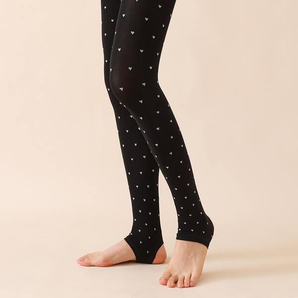 

Heart Pattern Mesh Tight, Black