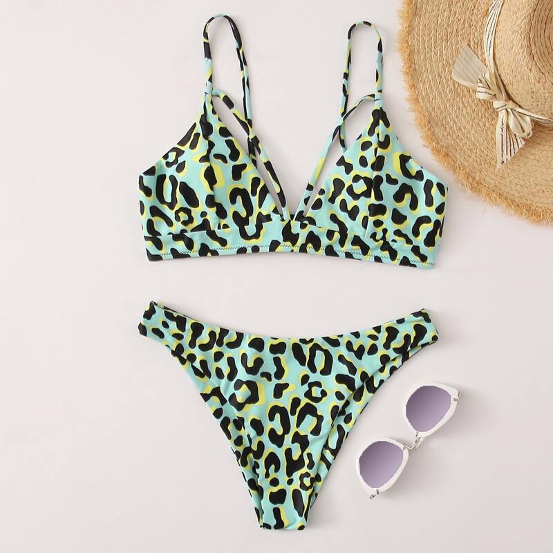 

Leopard Harness Bikini Swimsuit, Green