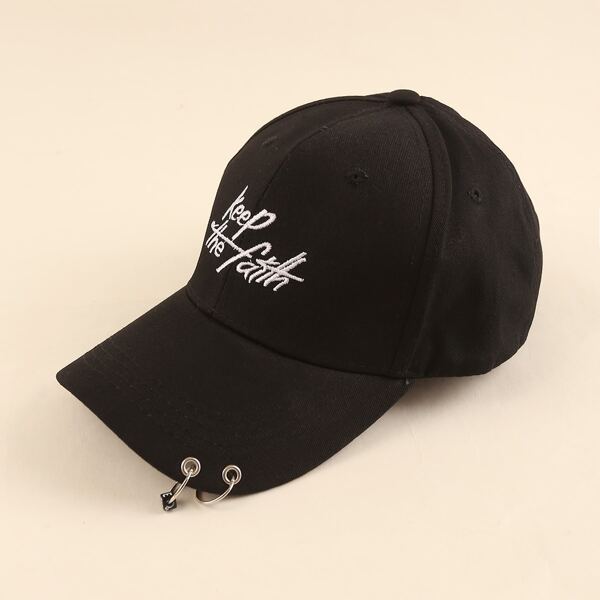 

Slogan Embroidery Baseball Cap, Black