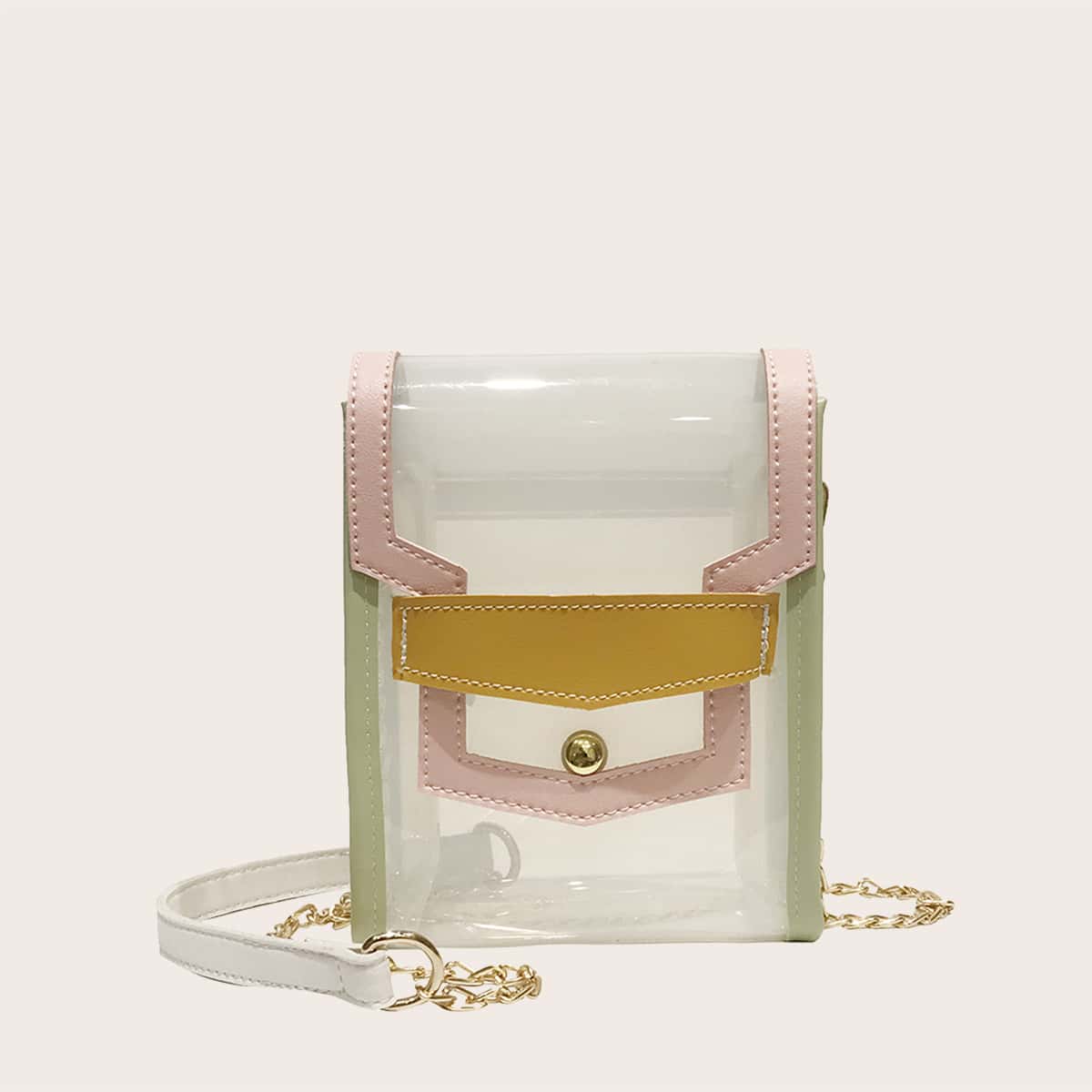 

Clear Colorblock Crossbody Bag, Multicolor