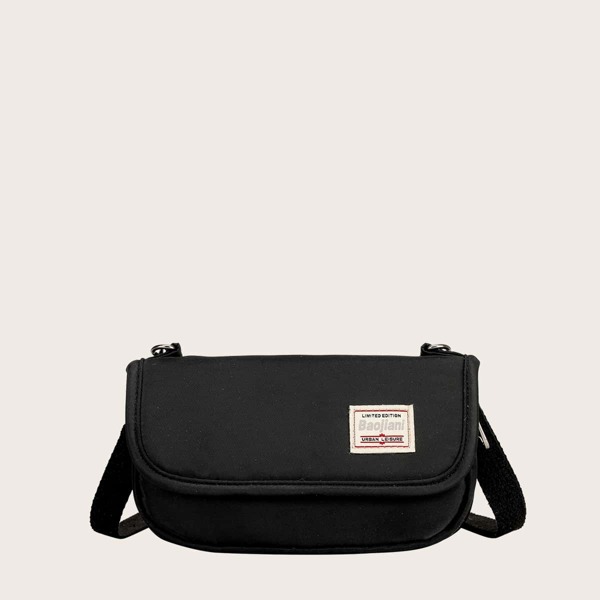 

Сумка через плечо с текстовым узором, Чёрный