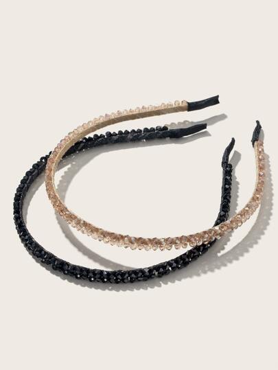 حزامان رأس من الكريستال المزدوج المرصع بالخرز للنساء، اكسسوارات شعر أنيقة للخروجات، تصميم خط السمك الرفيع