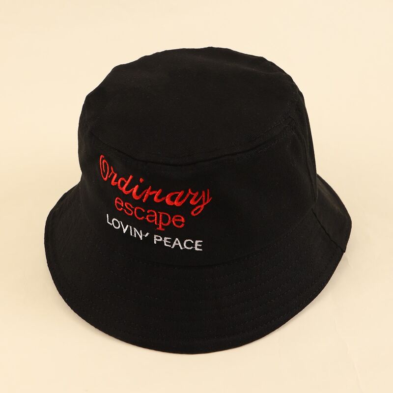 

Slogan Embroidery Bucket Hat, Black