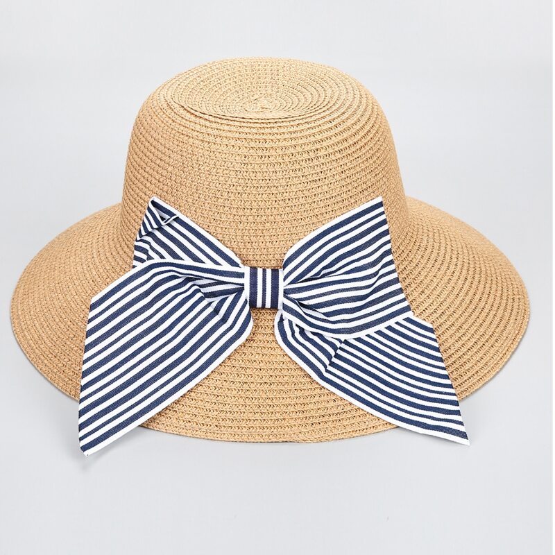 

Bow Decor Straw Hat, Khaki
