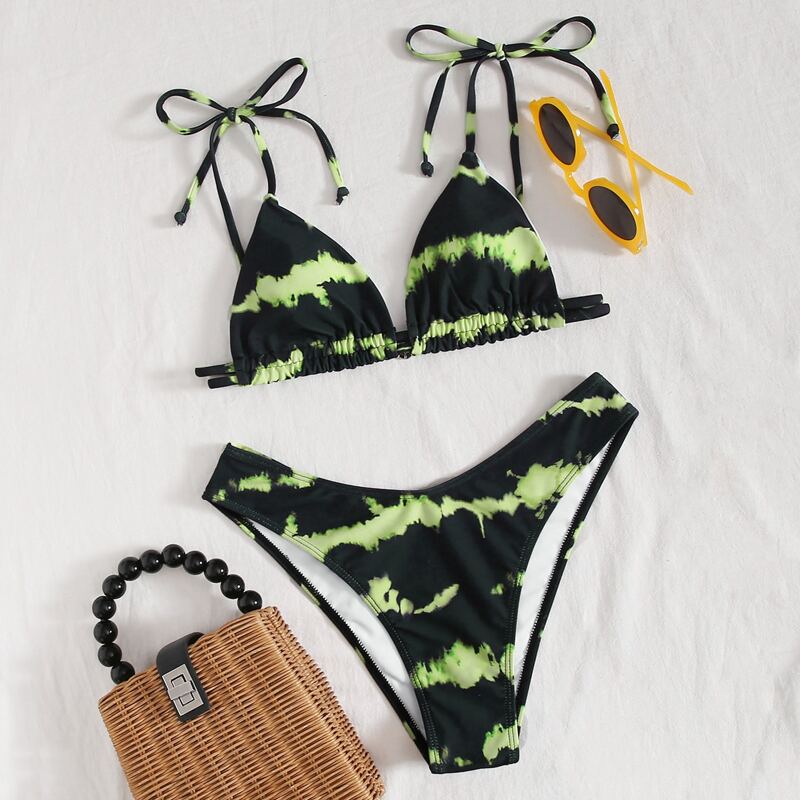

Tie Dye Triangle Bikini Swimsuit, Multicolor