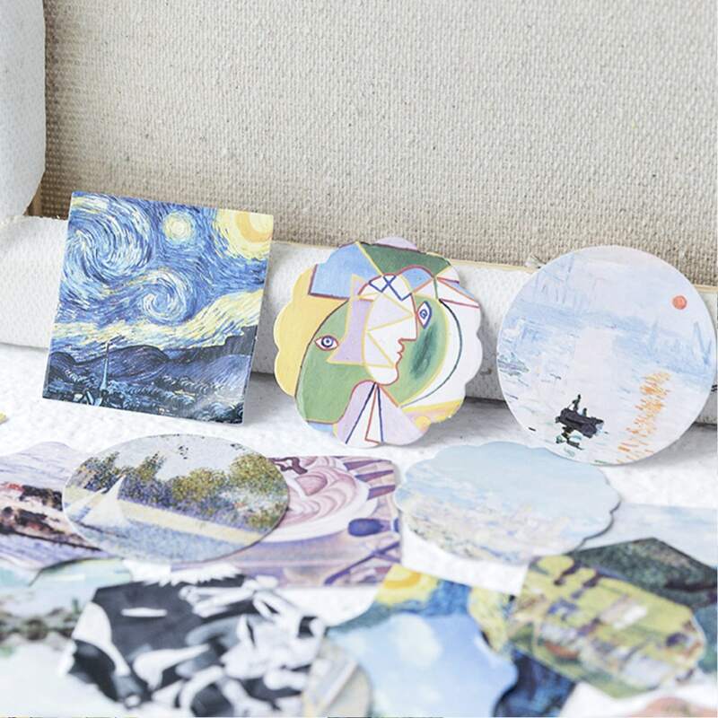 

46pcs Oil Painting Pattern Sticker, Multicolor
