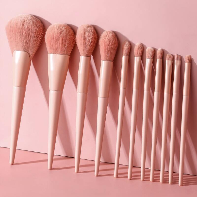 

11pcs Flat Makeup Brush Set, Pink