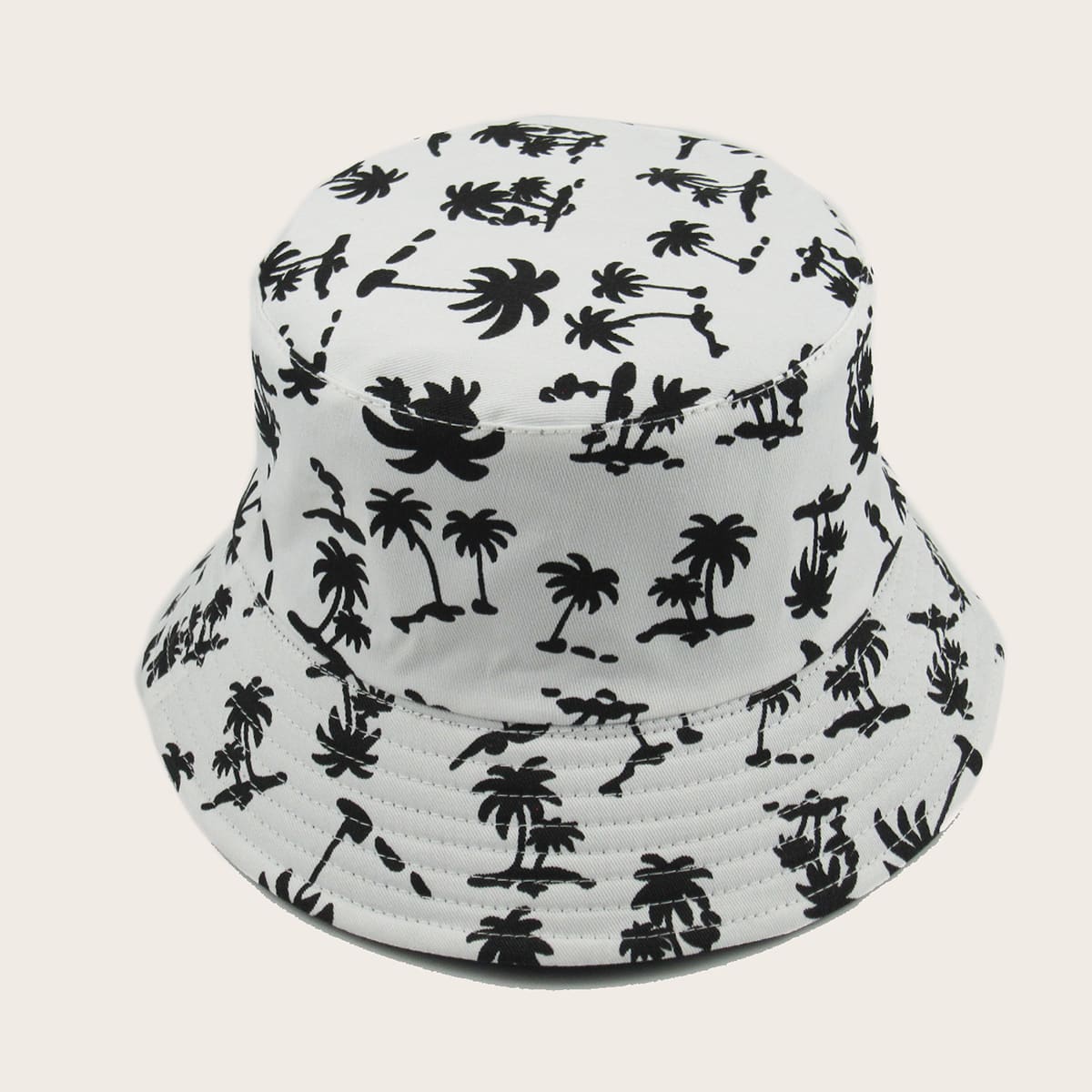 Guys Tree Pattern Bucket Hat, Black and white