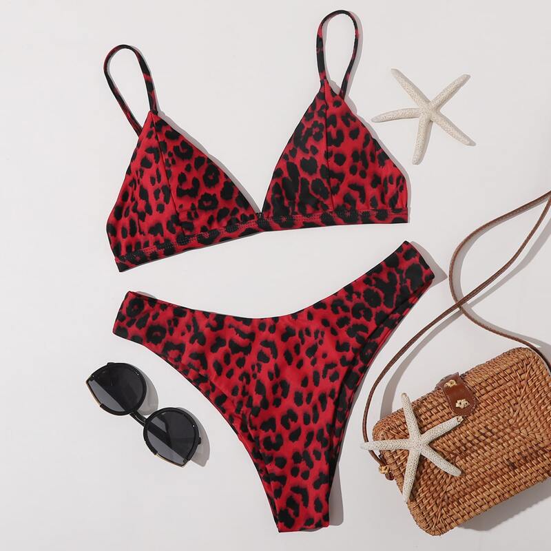 

Leopard Print Bikini Swimsuit, Multicolor