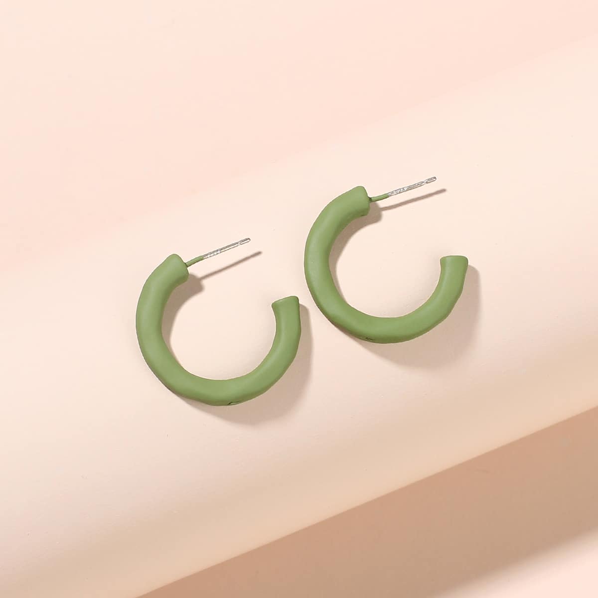 

Simple Cuff Hoop Earrings, Green
