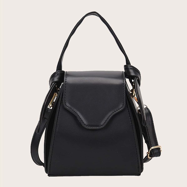 

Minimalist Flap Satchel Bag, Black