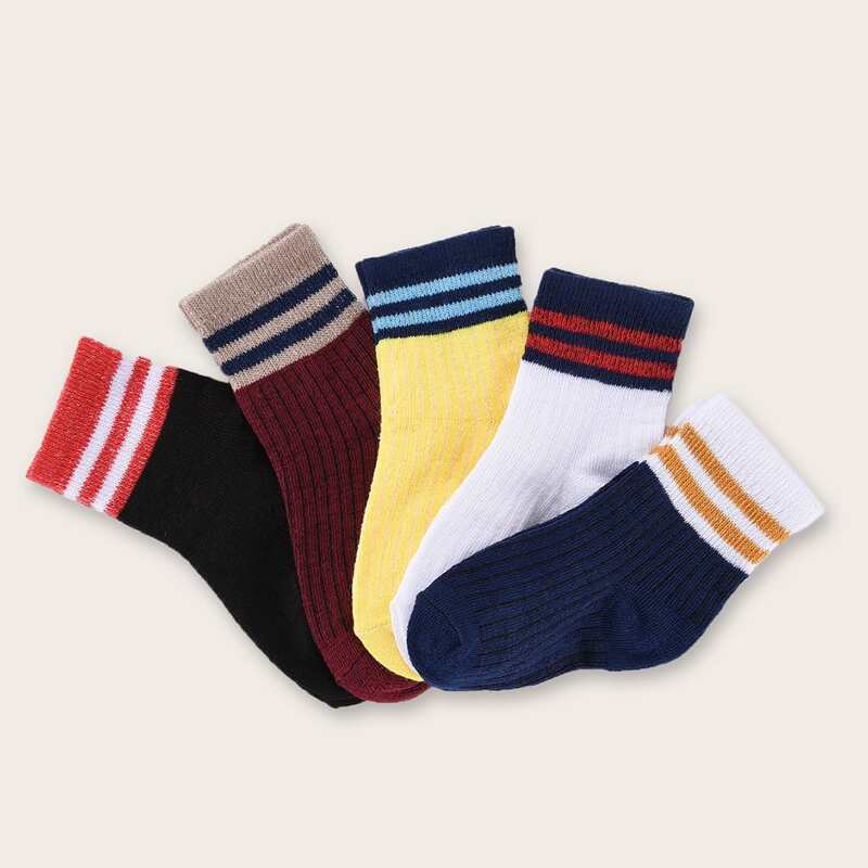

5pairs Guys Striped Pattern Socks, Multicolor