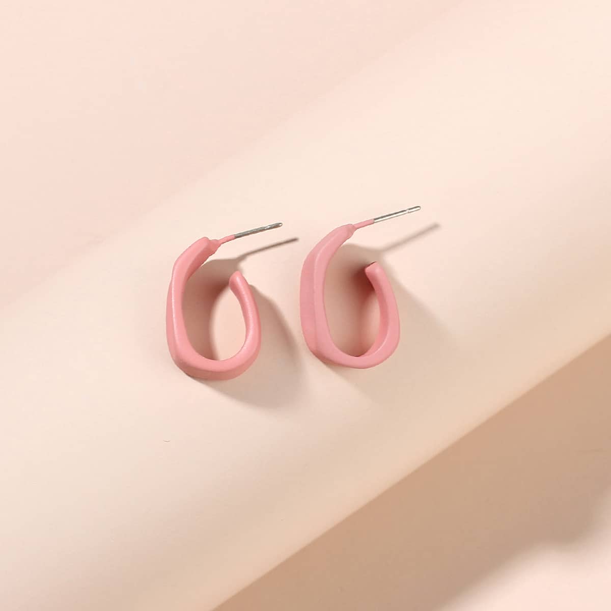 

Simple Cuff Hoop Earrings, Pink