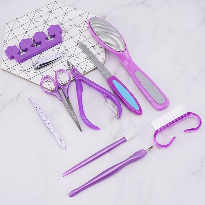 

10pcs Manicure Tool Set, Purple