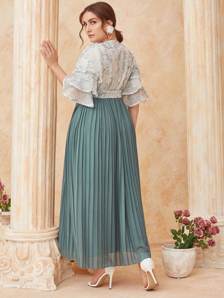 floral pleated maxi dress