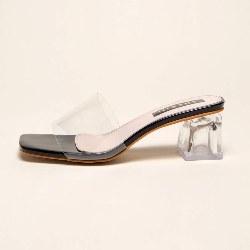 

Clear Block Heeled Mules