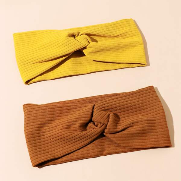 

2pcs Ribbed Headband, Multicolor