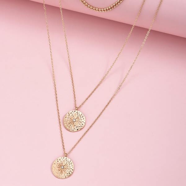 

Round Layered Necklace, Gold