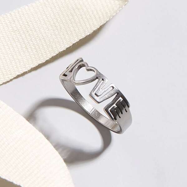 

Letter Decor Ring, Silver