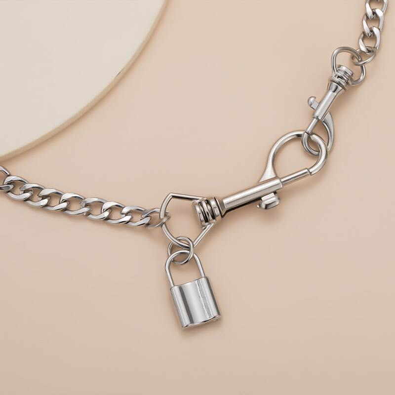 

Lock Charm Waist Chain, Silver
