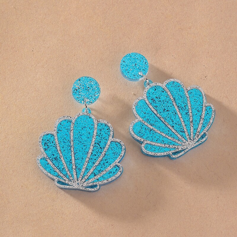 

Shell Charm Drop Earrings, Blue