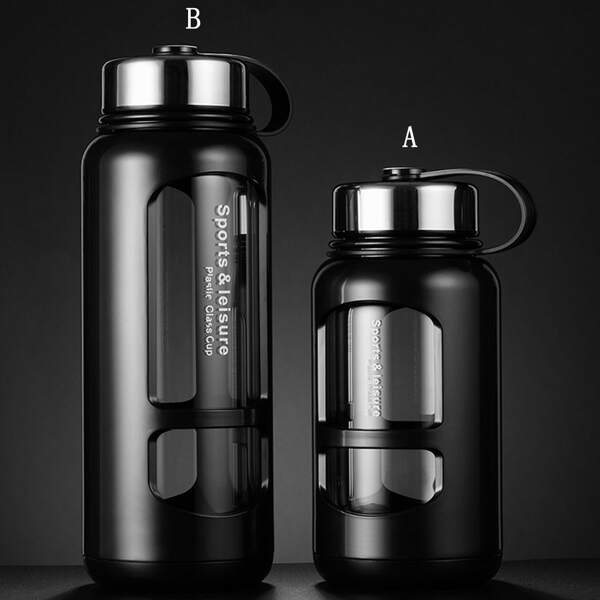 

1pc Portable Glass Bottle, Black