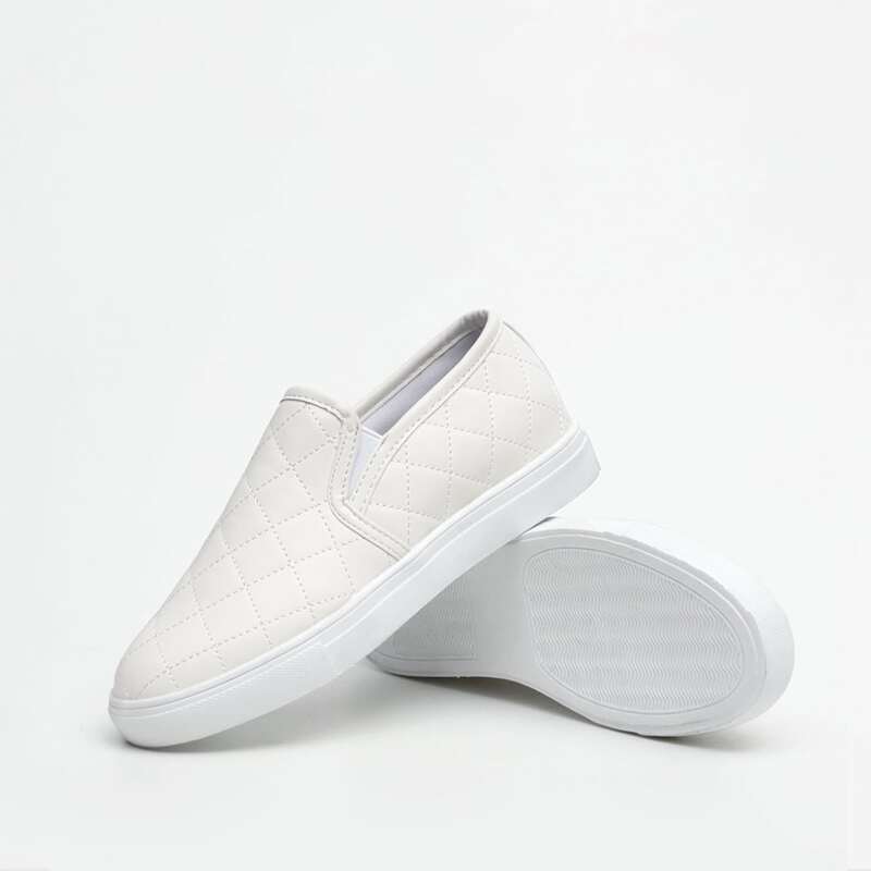 

Quilted Slip On Sneakers, White