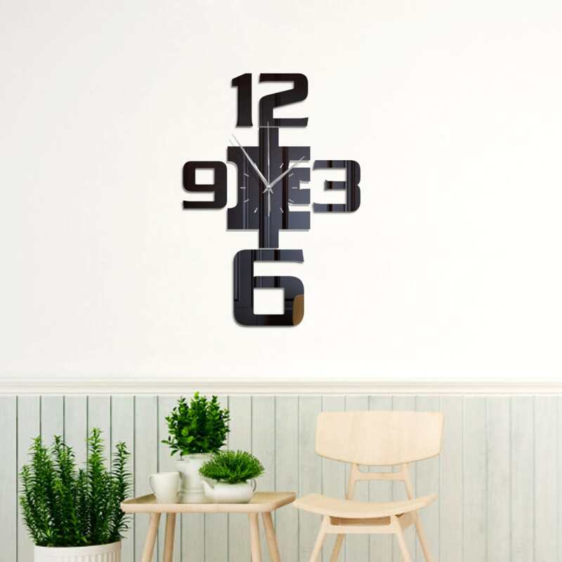 

1set Creative Mirror Surface Wall Clock, Multicolor